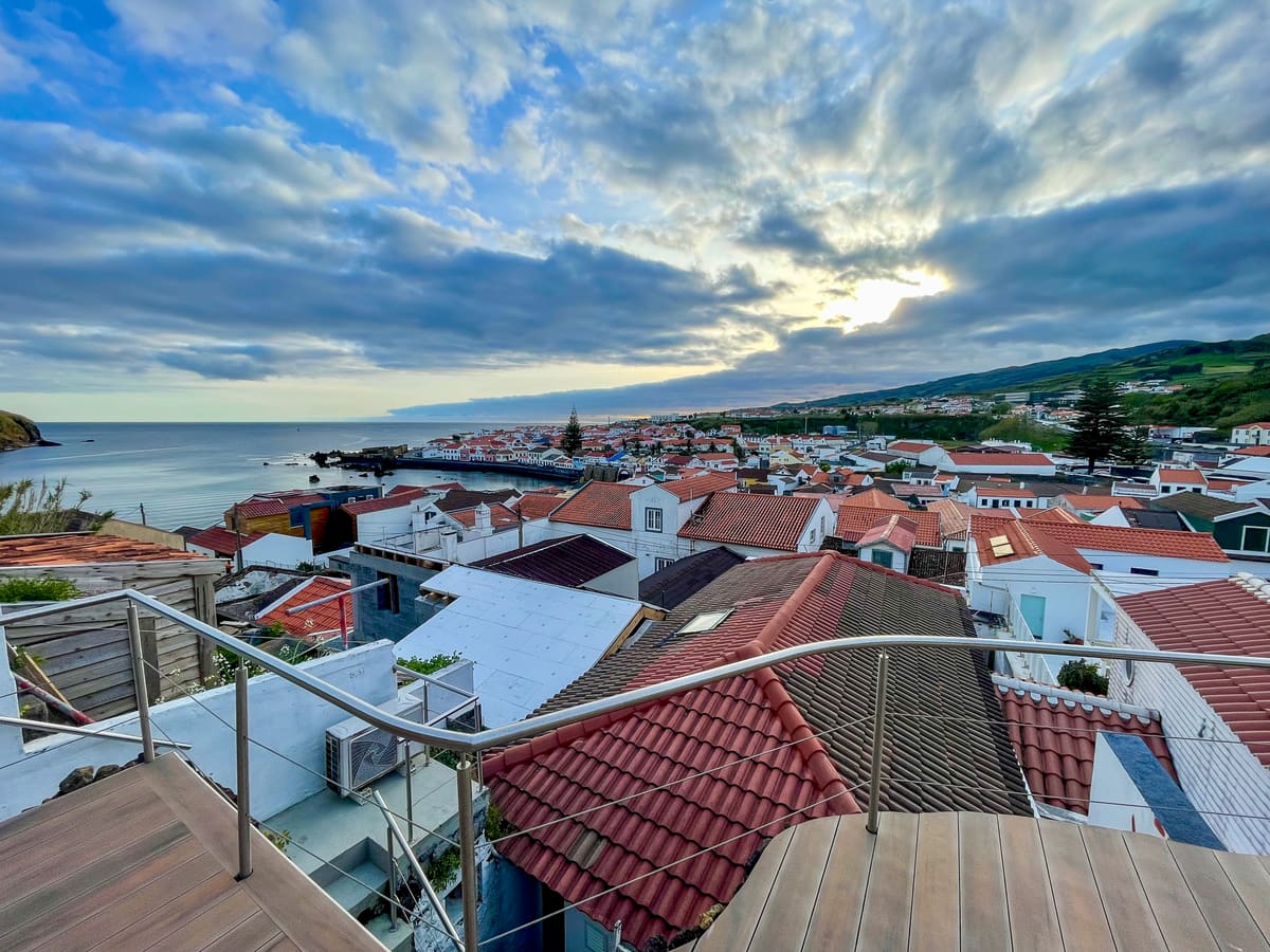 View from Casa Tarapacana over Porto Pim, Horta, and the harbour